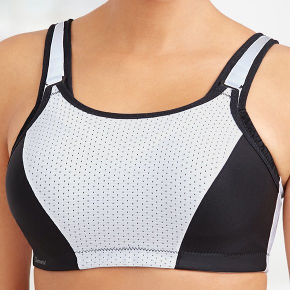 Glamorise SPORT Bra 36D BOUNCE-CONTROL Wicks-U-Dry! PADDED-STRAPS White NEW - Picture 5 of 16